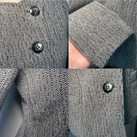 ARMANI COLLEZIONI Wool Herringbone Blazer Jacket Asymmetrical Buttons Size 4 - Picture 13 of 16